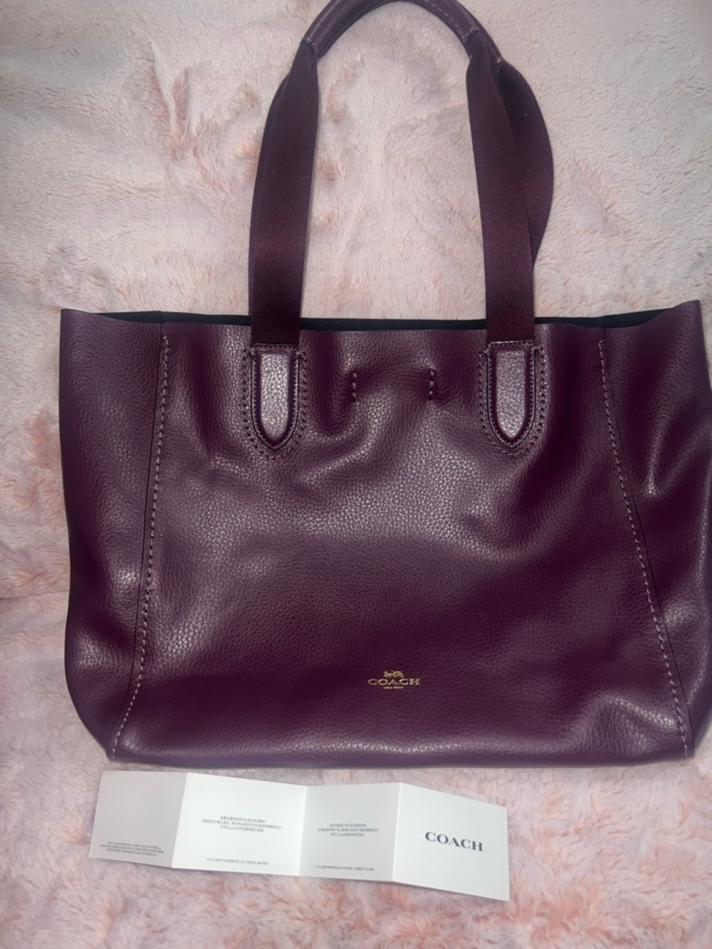 Coach Leather Large Tote Burgundy Derby